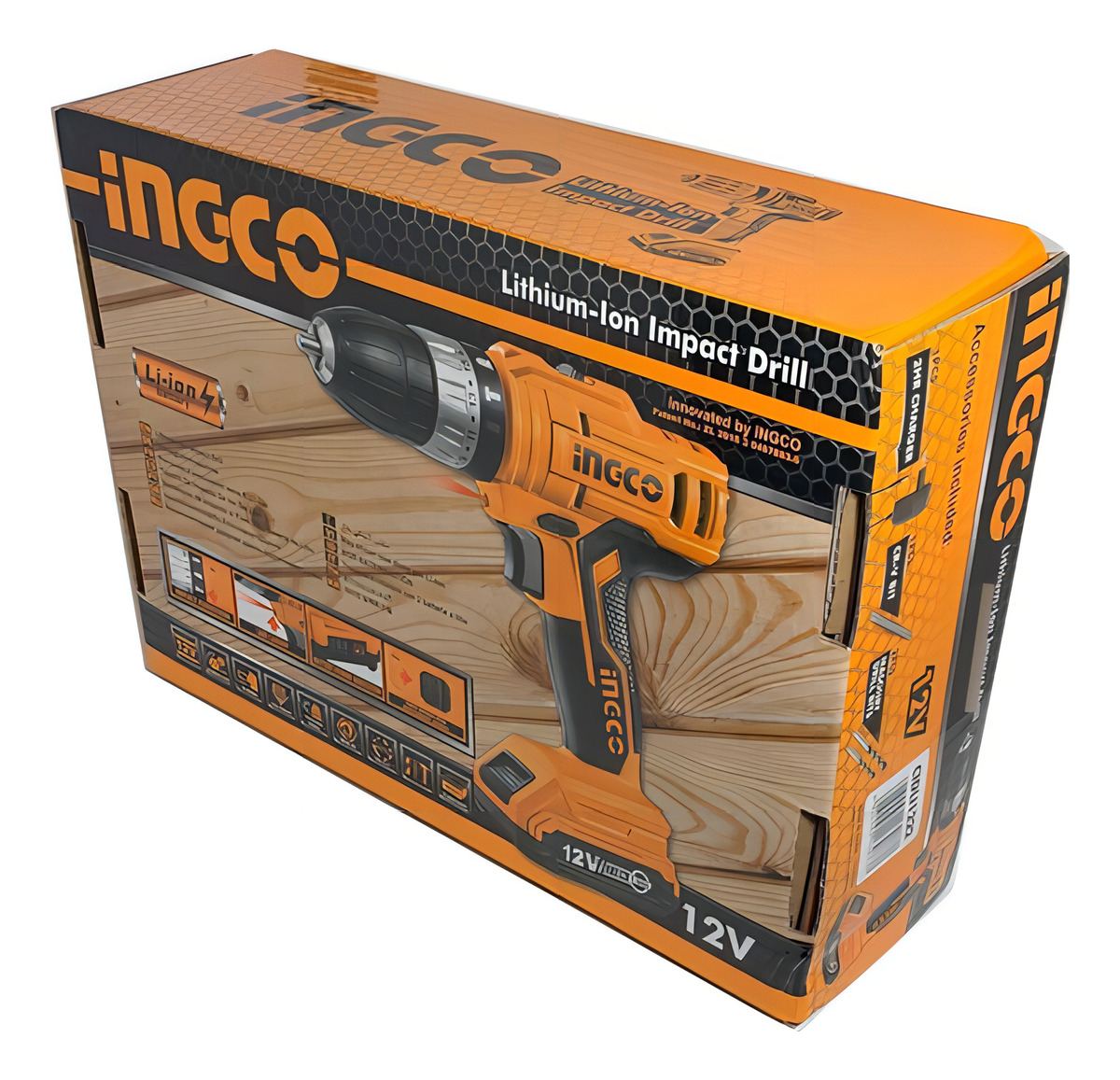 Taladro 10mm Atornillador Percutor 12v 2 Bat Ingco Cidli122 - Imagen 3