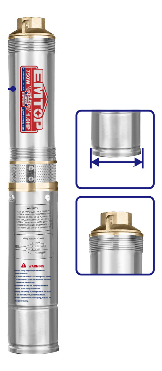 Bomba Sumergible Semisurgente 750w 80m 1hp Emtop