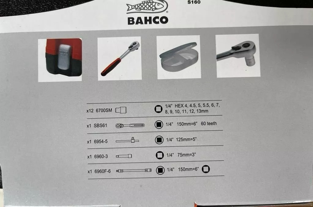 Set Juego Bocallaves Bahco 1/4'' Métrico 16 Piezas Kit S160 Color Naranja - Imagen 4