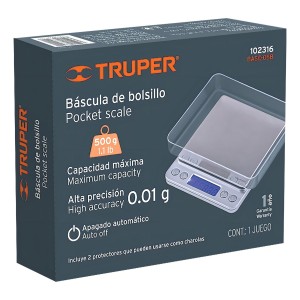 Balanza Digital De Bolsillo Super Precision 10x10cm Truper Color Plateado