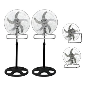 Pack X2 Ventiladores 3 En 1 Nappo 5 Aspas Metálicas 70w Estructura Negro Aspas Gris Diámetro 46 Cm Frecuencia 50 Material De Las Aspas Metal