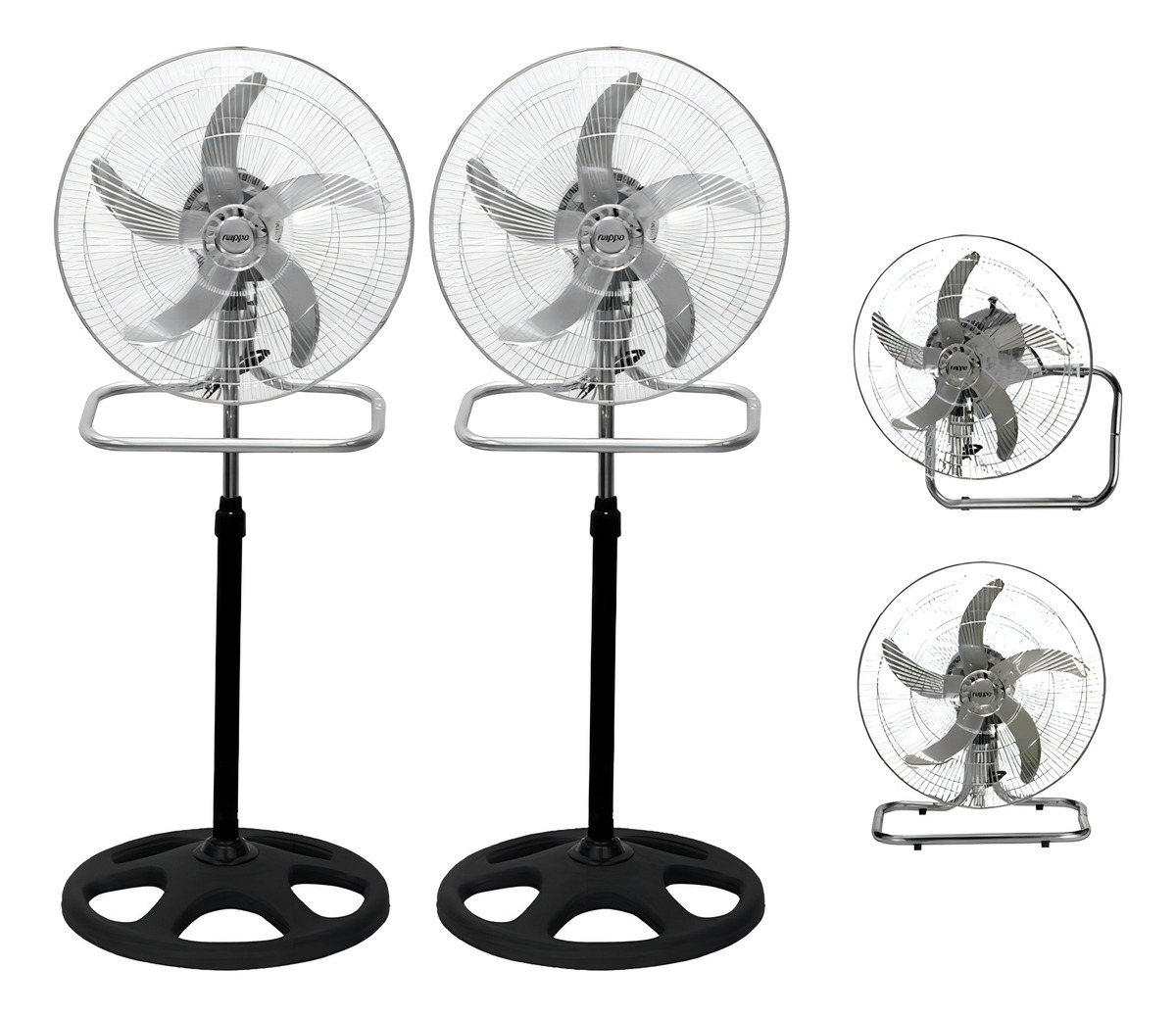 Pack X2 Ventiladores 3 En 1 Nappo 5 Aspas Metálicas 70w Estructura Negro Aspas Gris Diámetro 46 Cm Frecuencia 50 Material De Las Aspas Metal