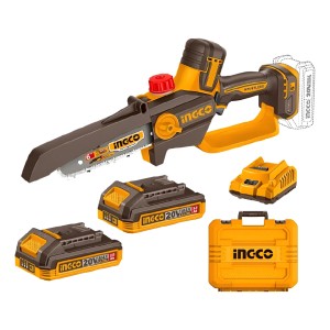 Motosierra A Batería 20v Ingco Autolubricante +2 Bat Y Carg Naranja