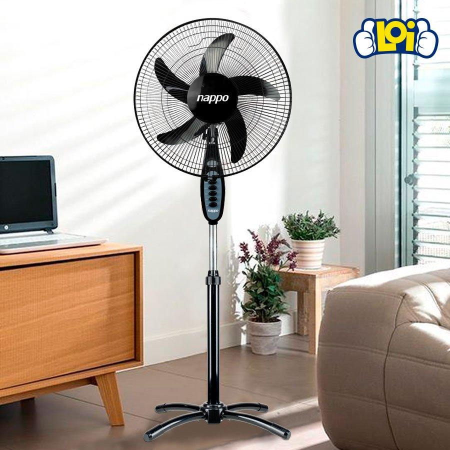 Ventilador De Pie Nappo 16' Oscilante 2 Vel 5 Aspas Color De La Estructura Negro Color De Las Aspas Negro Diámetro 16 Material De Las Aspas Polipropileno - Imagen 2