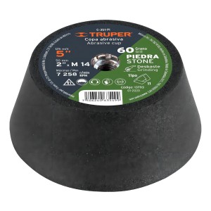 Copa Desbaste Piedra 5'' Grano 60 Ent. M14 Truper 13793