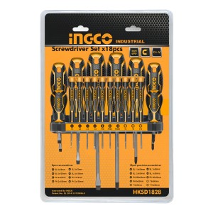 Ff Juego 18 Destornilladores Ingco Hksd1828 Industrial Torx