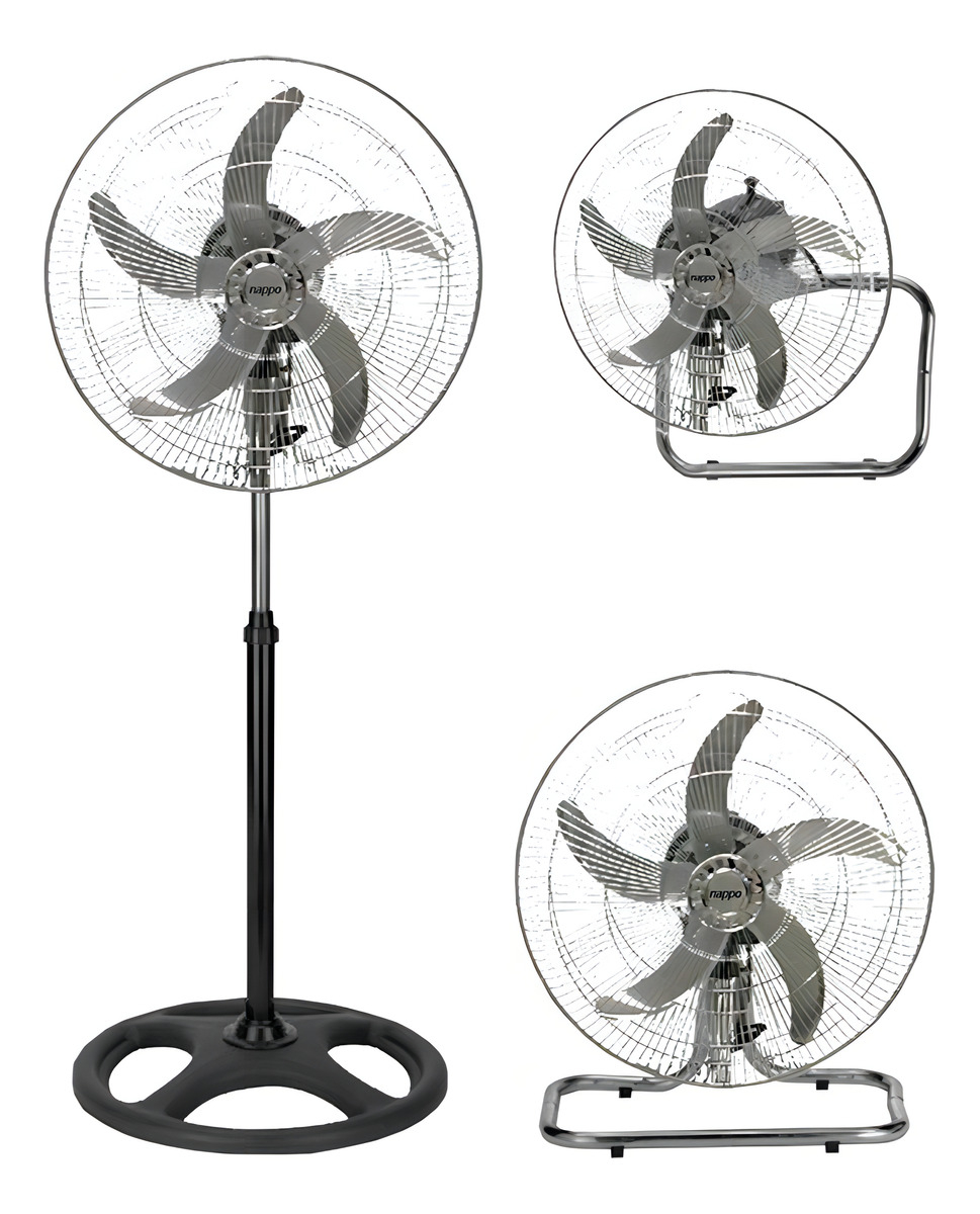 Pack X2 Ventiladores 3 En 1 Nappo 5 Aspas Metálicas 70w Estructura Negro Aspas Gris Diámetro 46 Cm Frecuencia 50 Material De Las Aspas Metal - Imagen 2