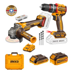 Kit Esmeril + Taladro Percutor Inalambrico Brushless Ingco