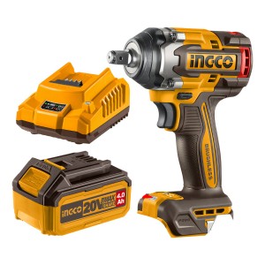 Combo Llave De Impacto Inalámbrica 20v + Cargador + Batería 4.0 Ingco