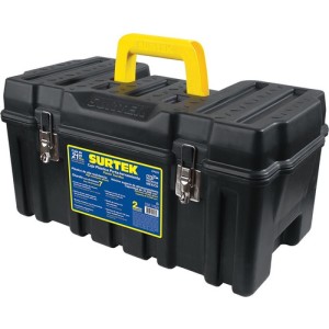 Caja De Herramientas Plástica 21'' Con Broches Surtek Cps20 Color Negro