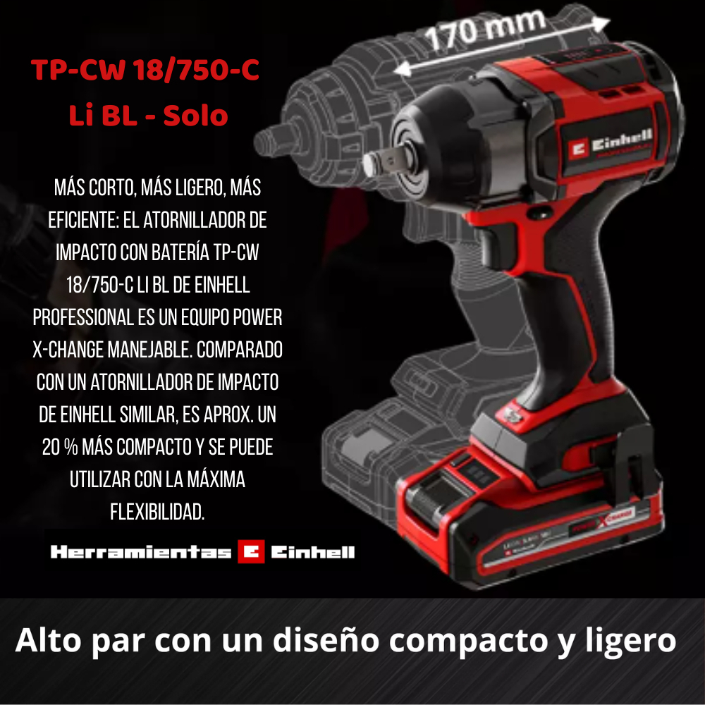 Llave De Impacto Inalámbrica Einhell Tp-cw 18/750-c Color Negro Frecuencia 50 Hz / 60 Hz - Imagen 9