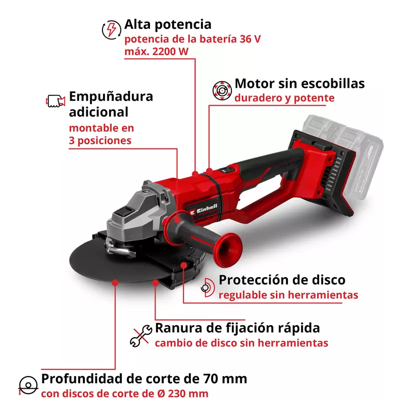 Amoladora Angular Inalámbrica Axxio 36/230 Q Bater+cargador - Imagen 4