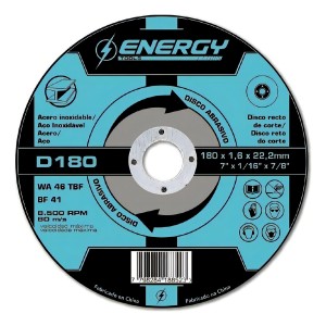 Disco De Corte Energy Metal 180mm X 1.6mm Óxido Aluminio Pack 10
