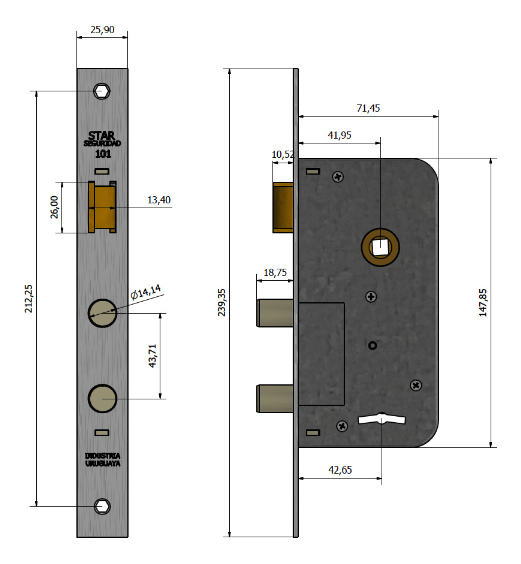 Cerradura De Seguridad Star 101 Puerta Reja Madera Metal - Imagen 2