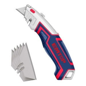 Cutter De Seguridad Emtop Esnkt6118 Color Plateado - 1 Unidad