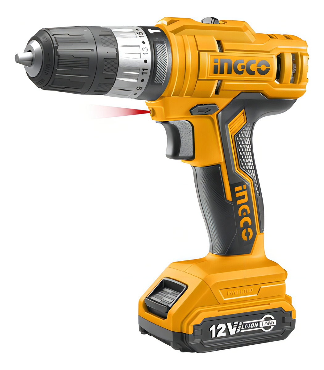 Taladro 10mm Atornillador Percutor 12v 2 Bat Ingco Cidli122