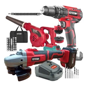 Combo Taladro + Amoladora + Sopladora Inalámbrica Equus Color Rojo