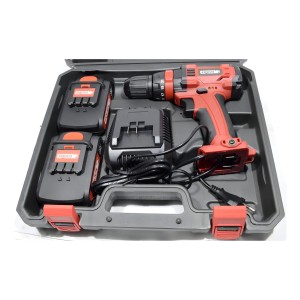Taladro Atornillador Inalámbrico Eqqus 2 Baterías Con Maletín Rojo