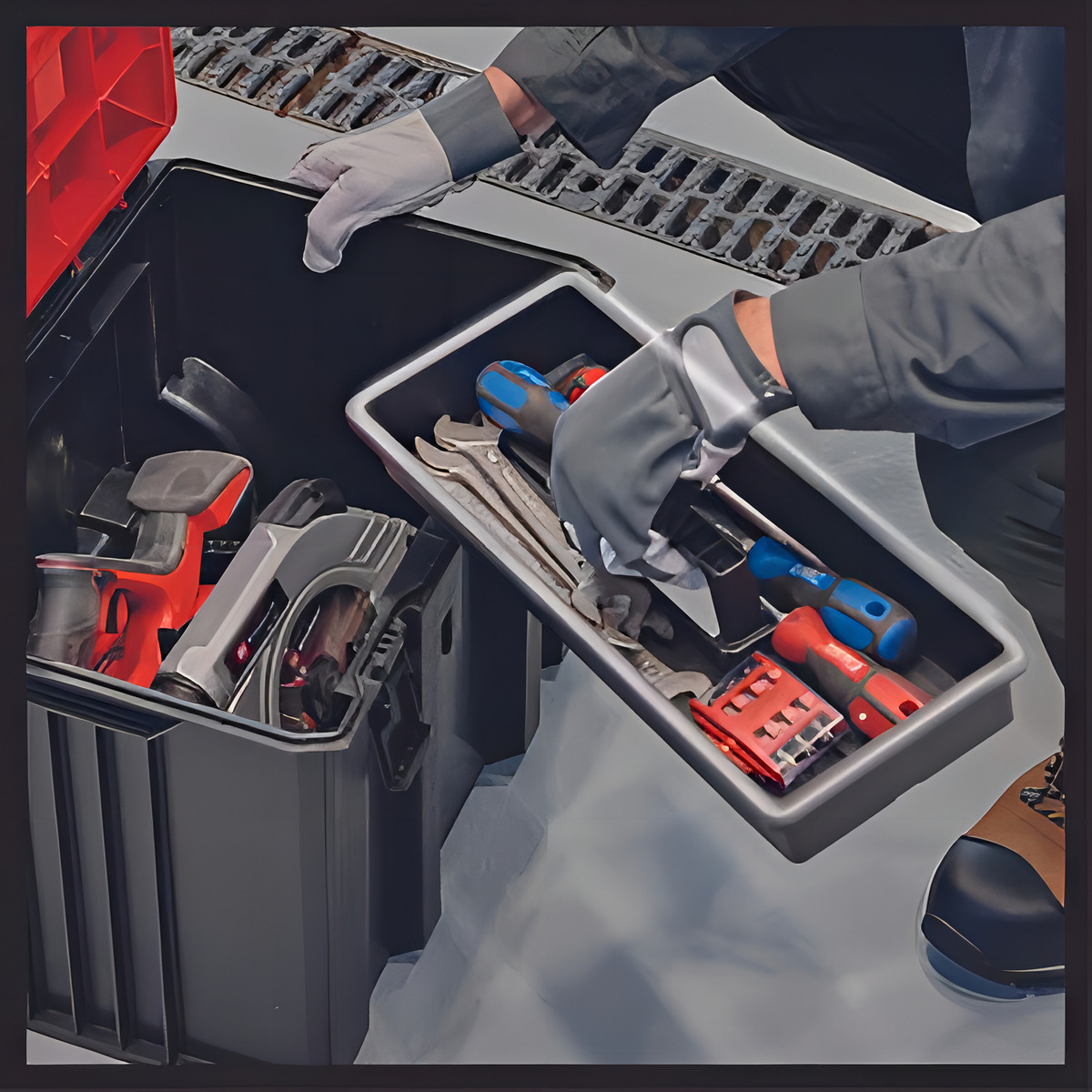 Maletin Plástico Apilable Einhell E-case M Rojo - Imagen 6