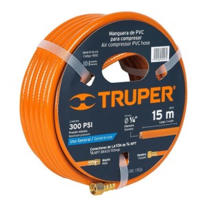 Manguera Para Compresor Aire Pvc 1/4 PuLG 15m Truper 19015 Color Naranja