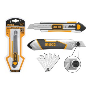 Trincheta Alumi 18 Mm + 6 Hojas Ingco Hkns1808 C 1 Hoja Mate