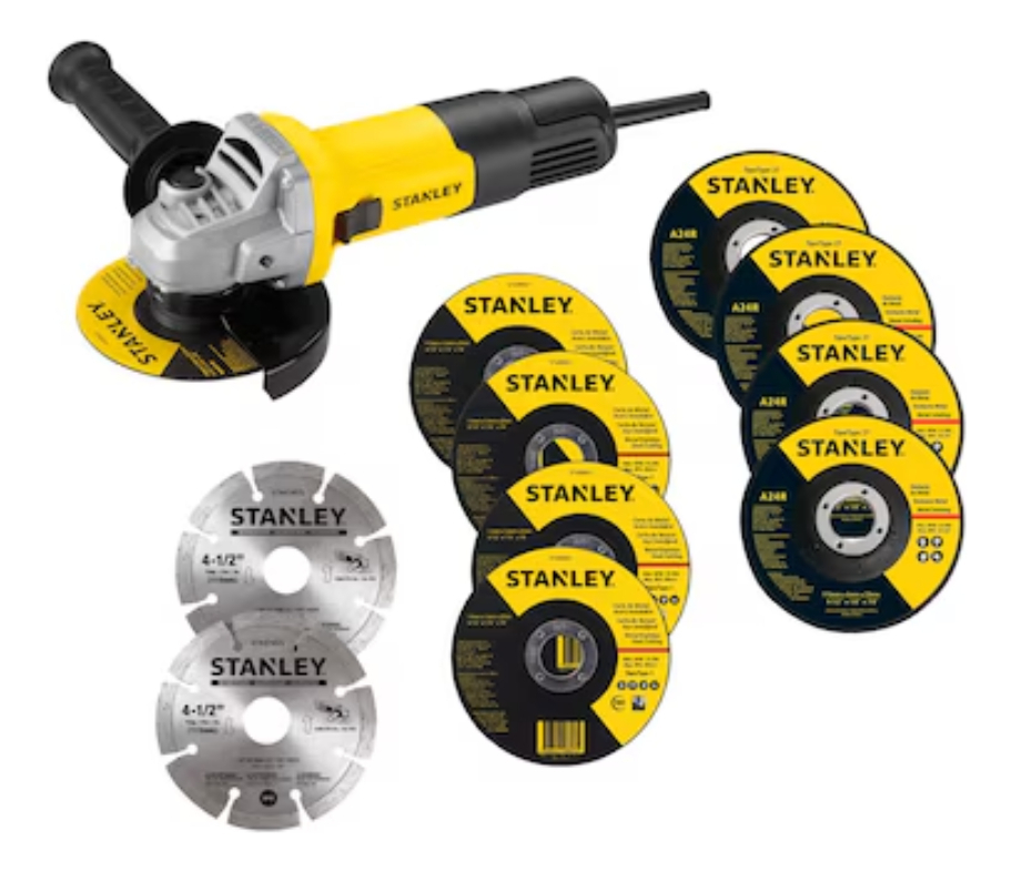 Kit Amoladora+ 10 Discos Stanley Sg7115v10b2c Corte-desbaste Color Amarillo