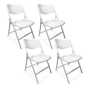 Set X4 Silla Plegable Catering Hogar Confortable Reforzada Color Blanco Liso