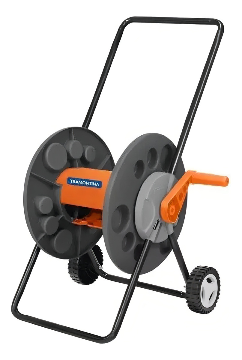 Carro Enrollador Soporte De Manguera Ruedas 55mts Tramontina Color Naranja