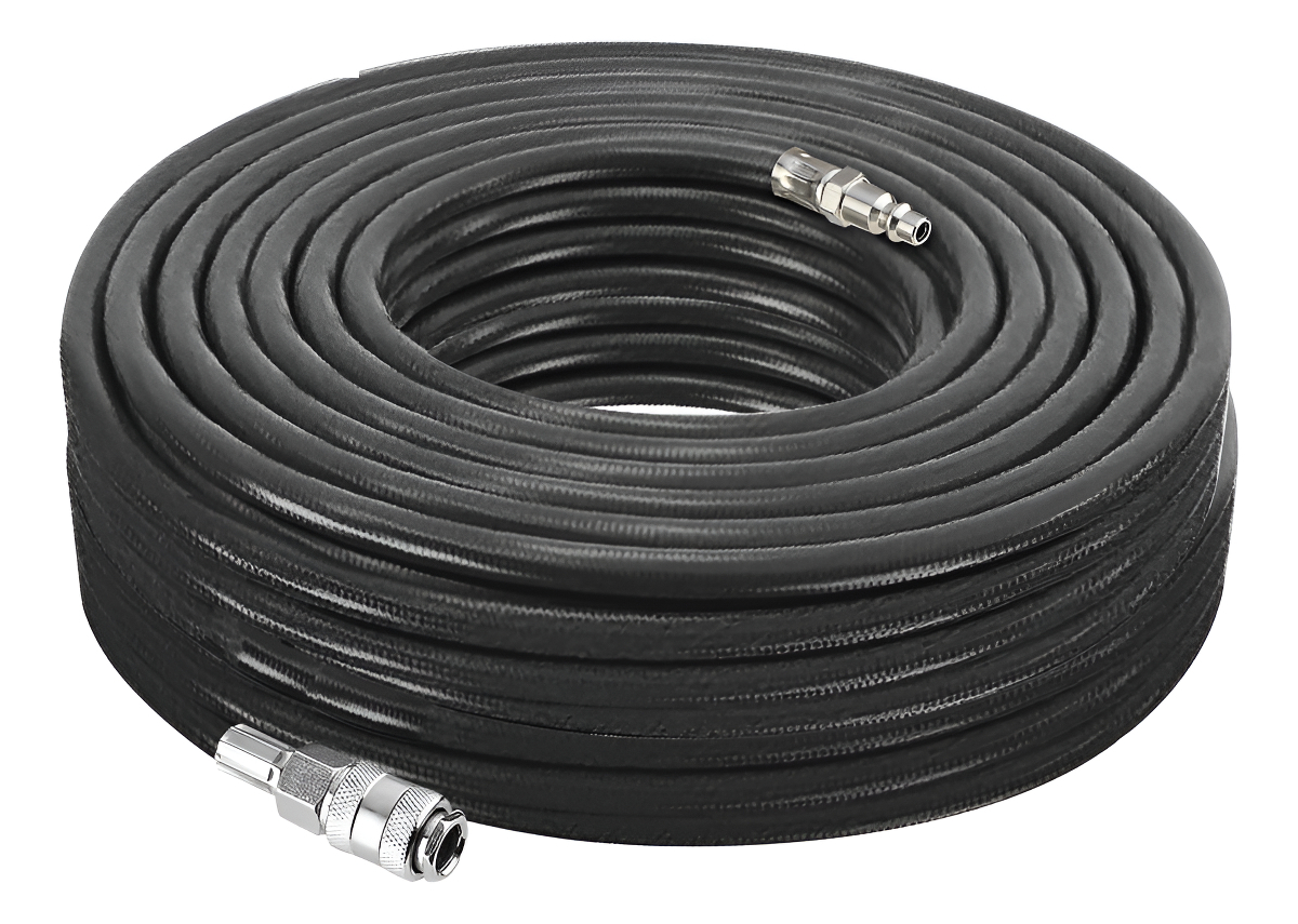 Manguera Goma Para Compresor 15m 1/4 Npt Wadfow Uwqg2e15 Ff Color Negro