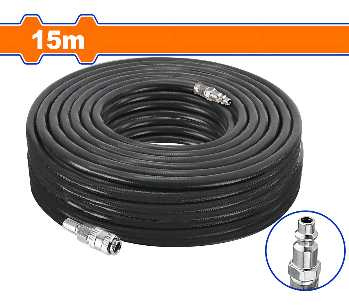 Manguera Goma Para Compresor 15m 1/4 Npt Wadfow Uwqg2e15 Ff Color Negro - Imagen 2