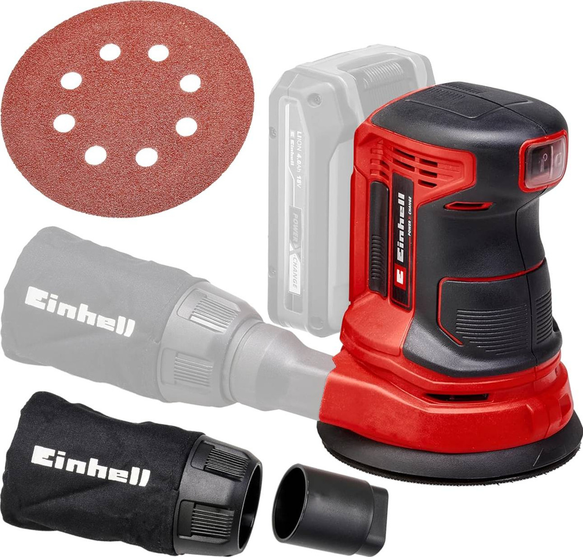 Lijadora Roto Orbital 125mm Bateria + Cargador Einhell Color Rojo - Imagen 2