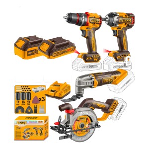 Kit Herramientas Ingco 20v Sin Carbones, 2 Baterías