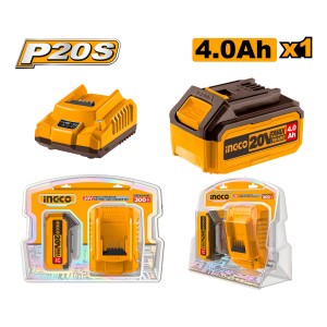 Set X1 Bateria 20v 4amp + 1 Cargador Ingco Fbcpk1214 -smf