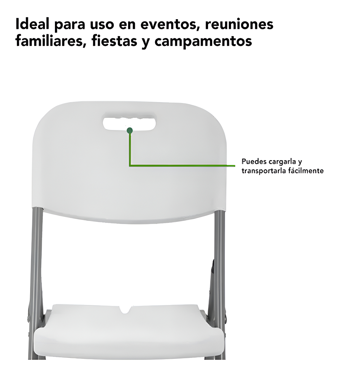 Silla Plegable De Plástico Y Acero Para Jardín Camping LG Color Blanco Blanco - Imagen 7