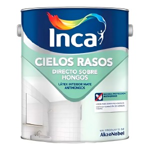 Pintura Para Cielo Raso Inca Directo Sobre Hongos 4 Litros Acabado Brillante Color Blanco