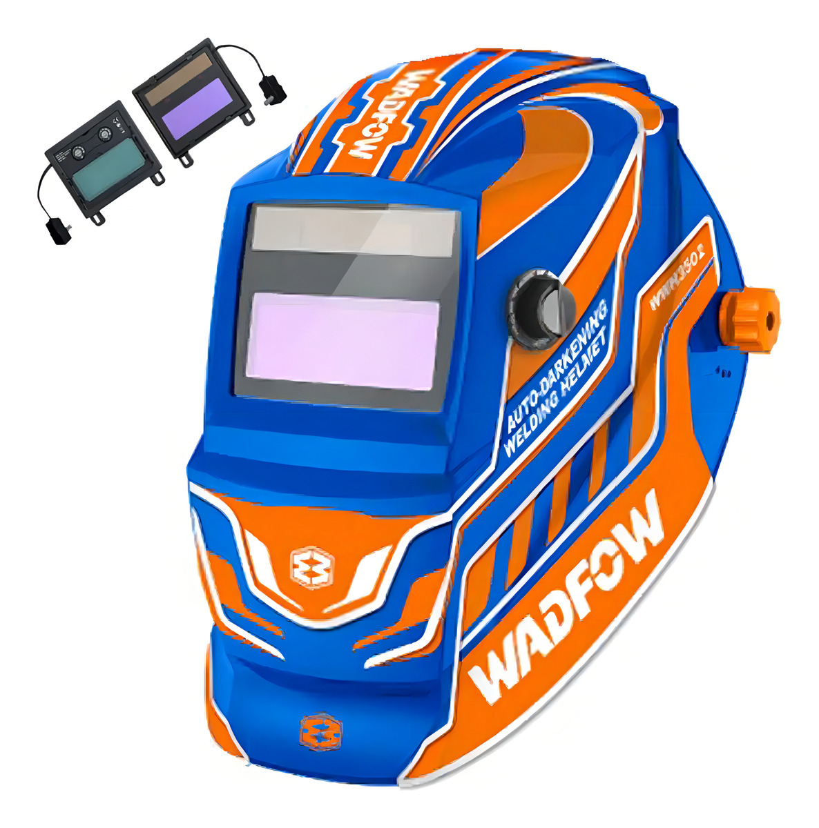 Careta Soldar Fotosensible Wadfow Wwh3502 - Smf Color Azul Y Naranja