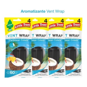 Vent Wrap Aromatizante Para Auto 4 Piezas Aromas Caribbean Colada Amarillo