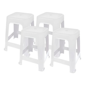 Banco Banqueta Blanca Taburete Resistente Set X4 Mor Acabado De La Estructura Liso Color Blanco