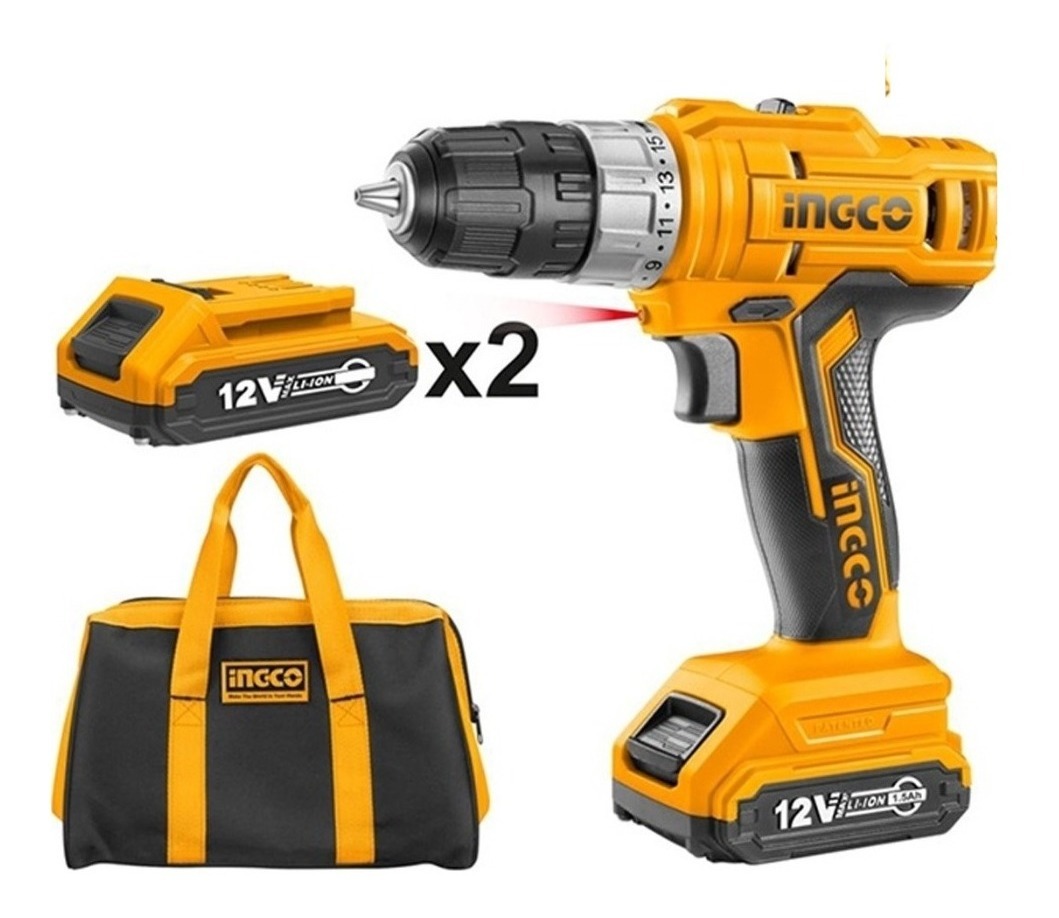 Taladro Atornillador Inalambrico 12v 2bat Ingco Cdli1222 Naranja