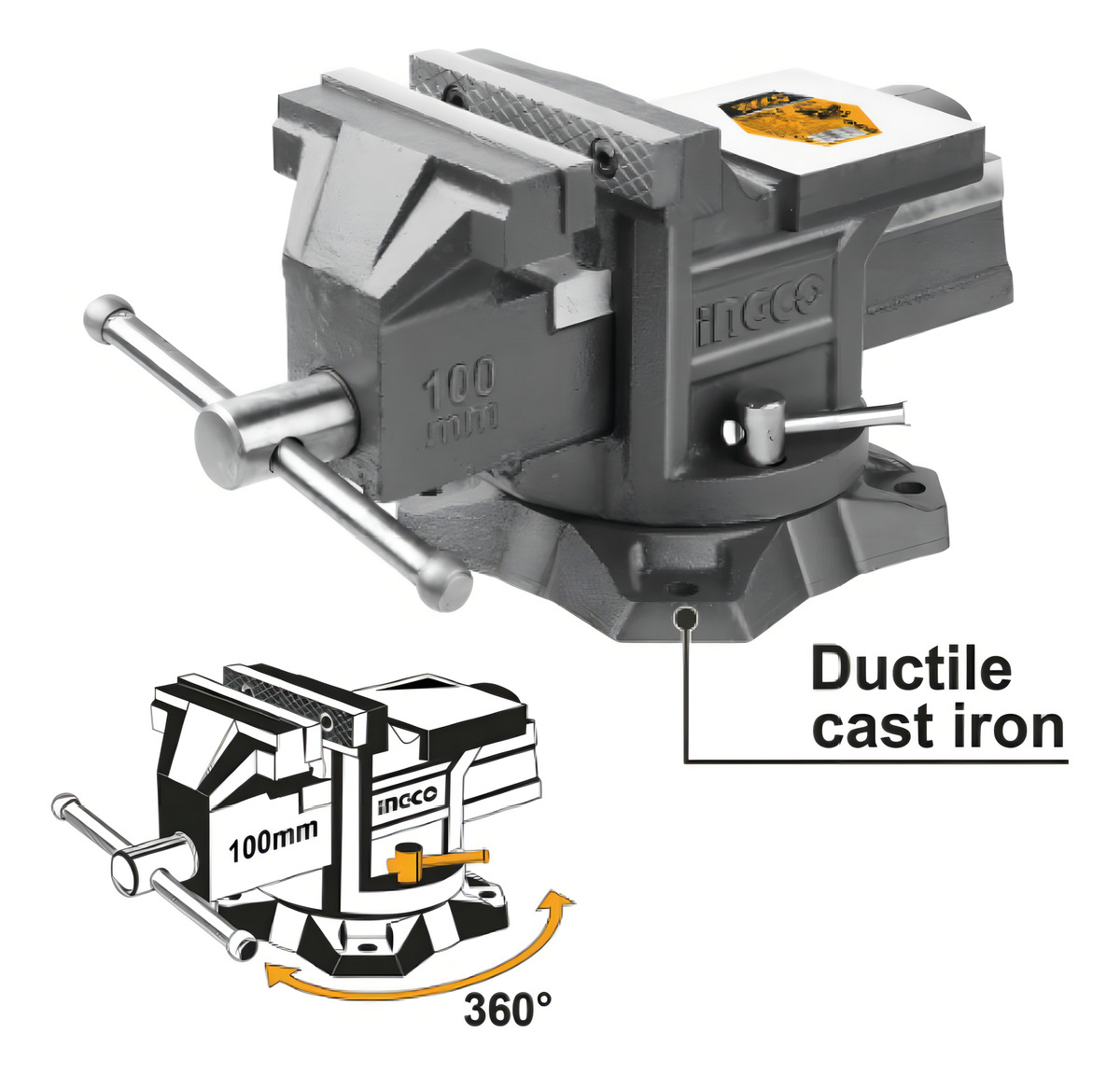 Morza De Banco 8'' Base Giratoria Con Yunque Ingco Hbv088 - Imagen 3
