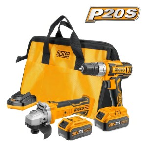 Set Taladro Y Esmeril Inal. Ingco Industrial + 2 Baterias20v