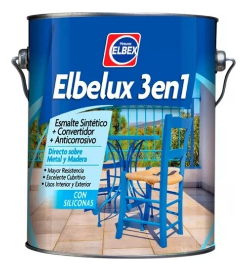 Esmalte Sintetico Con Convertidor Elbex Blanco 4lts Acabado Brillante