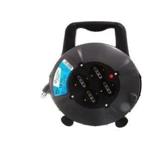 Alargue 10mts Con Enrollador 4 Schuko + Tierra