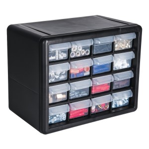 Caja Organizadora Con 16 Gavetas 27x22x16cm Truper Color Negro