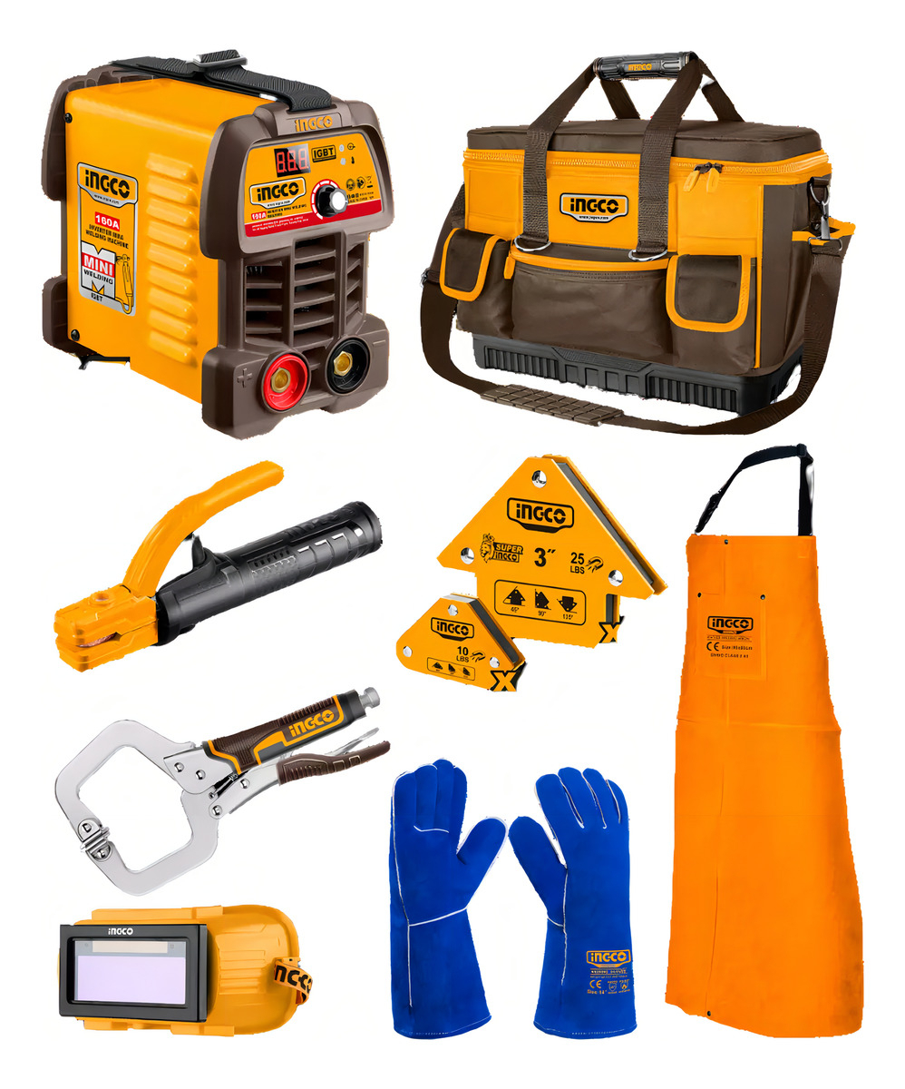 Kit Soldadora De 8pcs Soldadora + Pinzas + Escuadras + Guant Color Amarillo Frecuencia 50hz/60hz