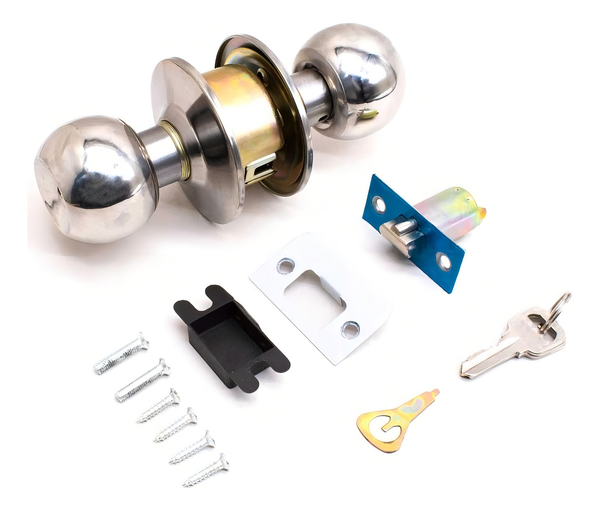 Cerradura Pomo Plateado Redondo En Blister Lh-1848