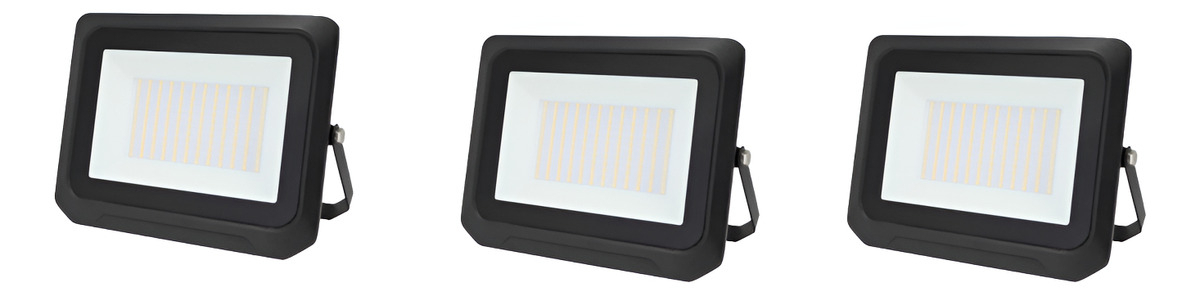 Foco Reflector Proyector Led Sky Blue 100w Pack X 3 Unidades Negro Blanco Frío