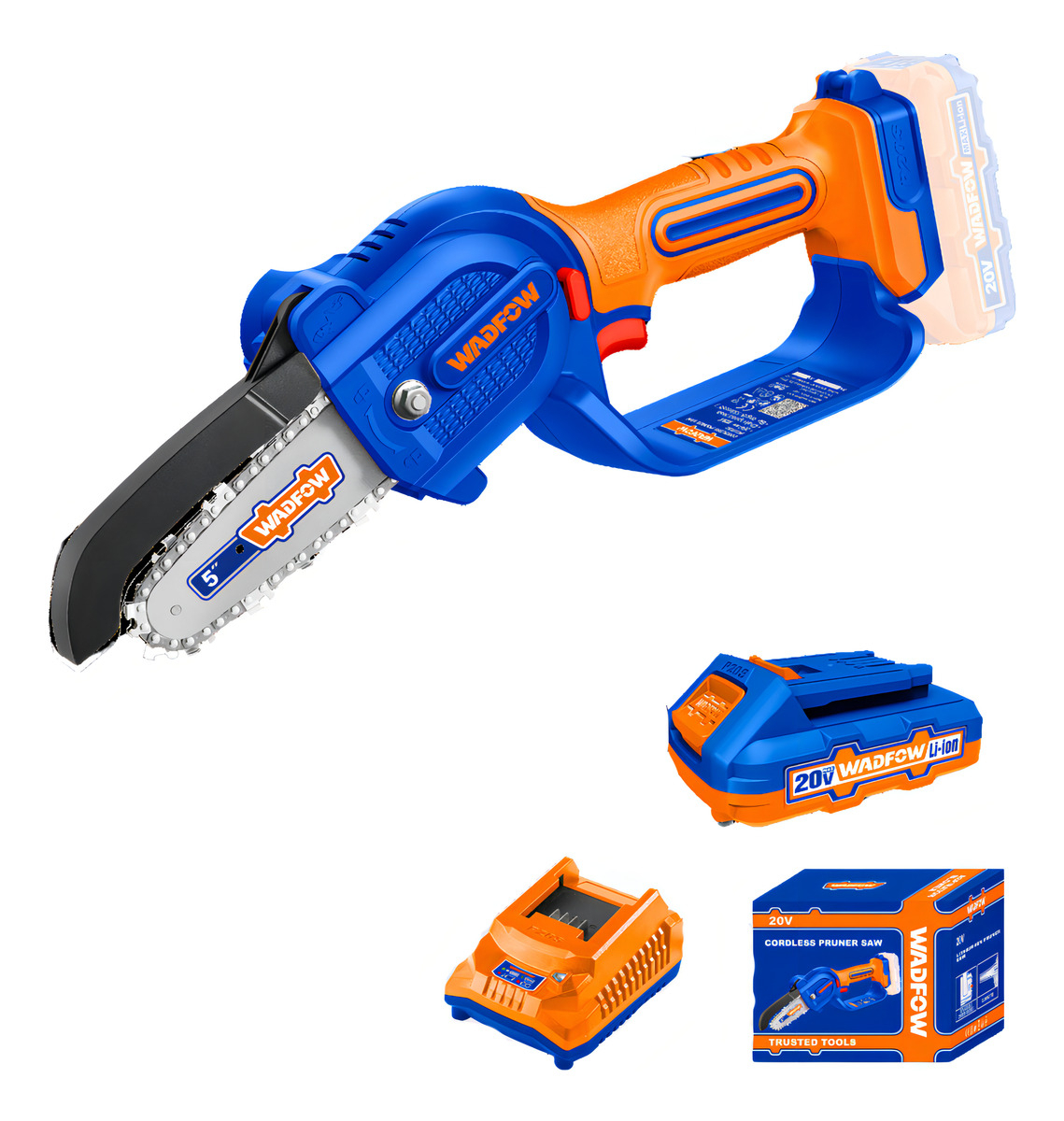 Mini Motosierra A Bateria 5 20v P20s Bat - Wclp552 Wadfow Color Azul Frecuencia 50hz/60hz