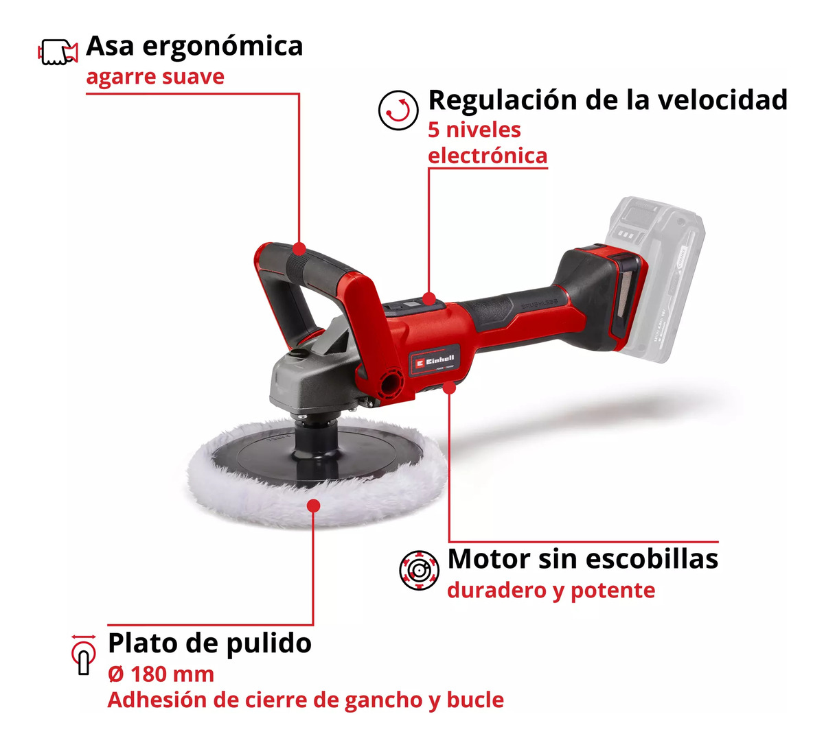 Pulidora Inalám Automovil Cecb 18/254 Einhell Bateri+cargad - Imagen 4
