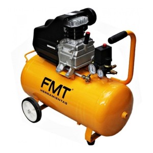 Compresor Eléctrico Fmt Td-2550b 50l 2.5hp Manómetro Doble Ruedas